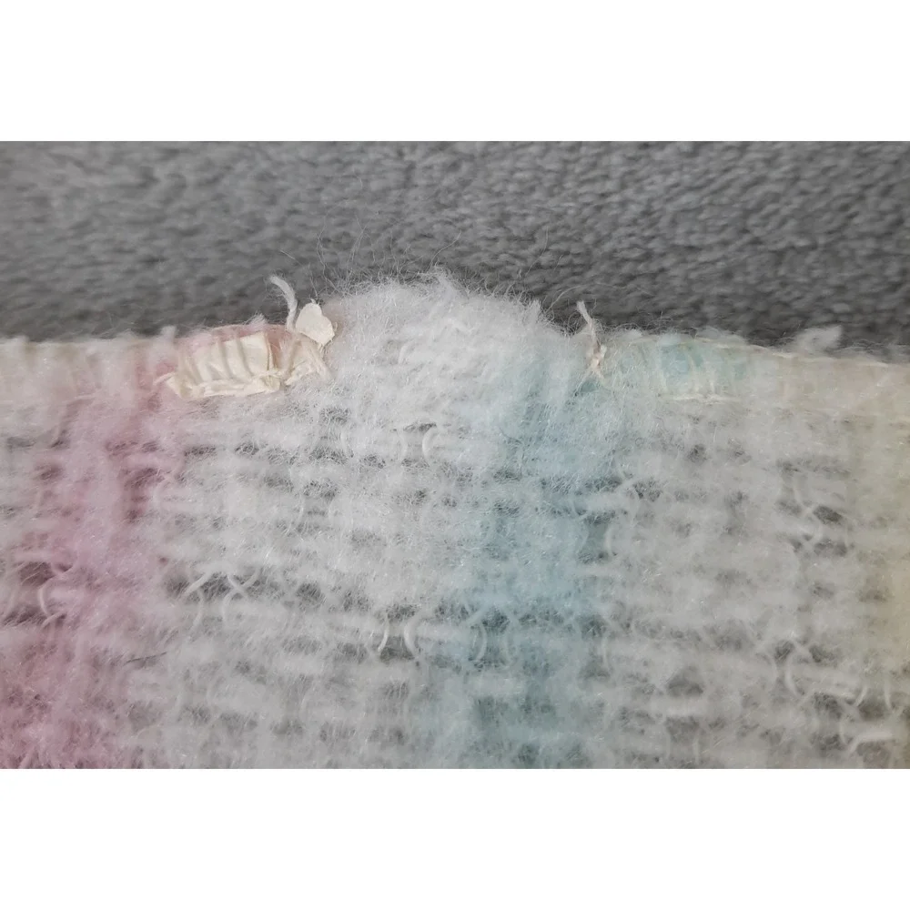 Vintage Pastel Stripe Baby Receiving Blanket Acrylic Waffle Weave Nursery 80s